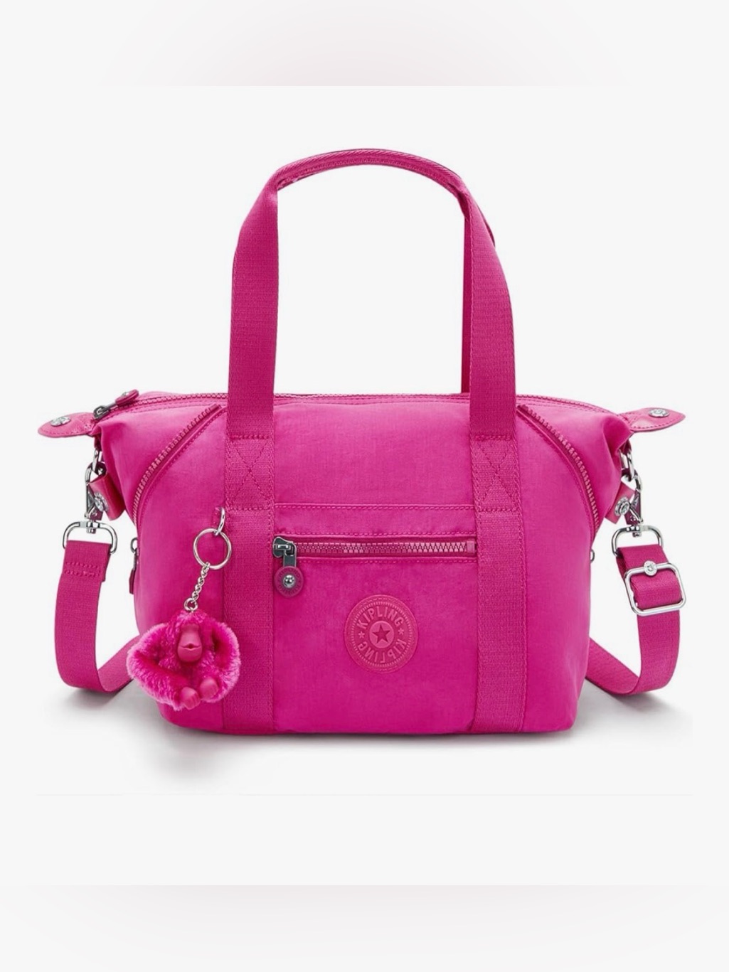 Kipling Bright Fuchsia Crossbody Tote With Detachable Strap